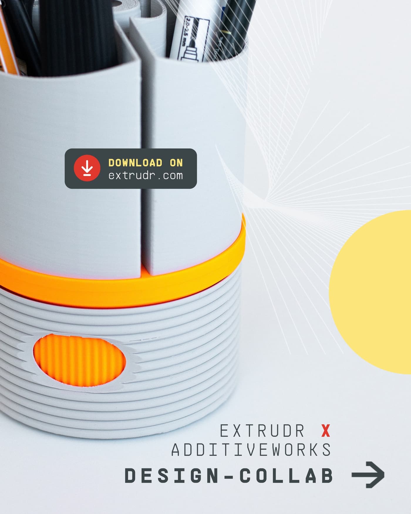 The Spindle: a rotating desk organizer that spins on fully 3D-printed bearings. A design collab with , printed in Extrudr